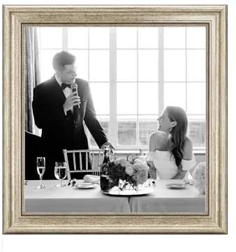 CABBEL Cadre photo 40x40 cm Argent – Style Baroque Vintage – Pour affiches, photos et certificats – Verre acrylique incassable – Élégant & décoratif – Idéal pour salon, bureau ou galerie