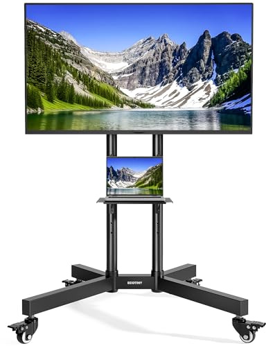 ECOTINY Rolling TV Stand for 32–85 Screens — Supports 70 kg TV, Black