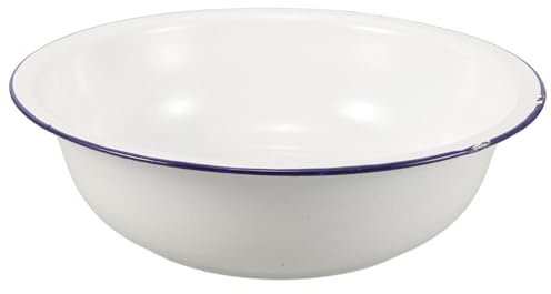 balacoo Emaille-Fußwaschbecken Fußbadbecken Aus Emaille Retro Vintage Fußbad Schüssel Weiß Mit Blauem Rand 11.81 X 11.81 X 3.54 in Für Home-Spa Pediküre Einweichen Und Waschen