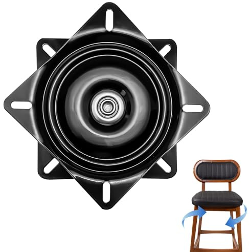 Plateau Tournant 360° en Acier Capacité 250kg, 156x156x23mm pour Meubles Tabourets Tables Étagères TV Rotation Fluide Pivotant Résistant Noir 6 inch