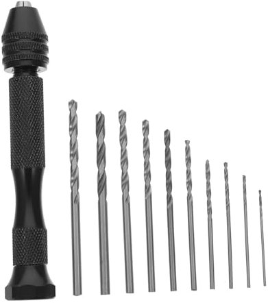 SHINEOFI 1 Set Trapano Manuale con Morsa e Punte Elicoidali per Foratura e Progetti Diy Utensili Compatti e Pratici per Modellismo e Gioielli