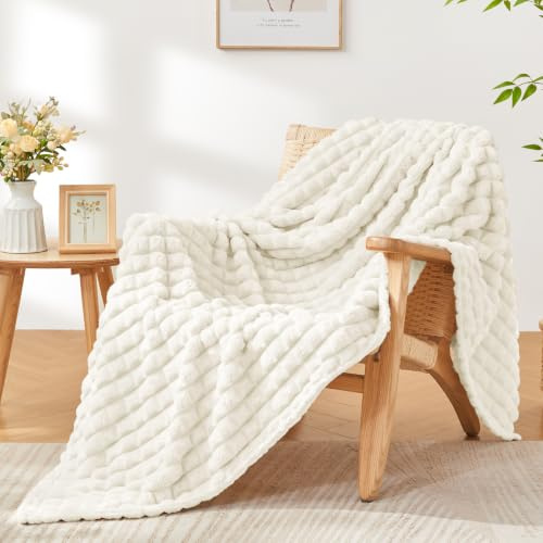 BEDELITE Kuscheldecke Flanell Flauschig, Creme Weiß, 125 x 150 cm