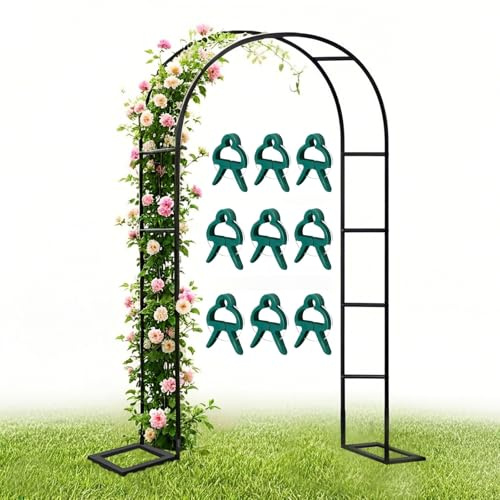 Arche de jardin en métal robuste – Treillis de roses résistant aux intempéries pour plantes grimpantes durable 180 cm de large x 250 cm de haut, tonnelle d'extérieur parfaite pour décoration de jardin