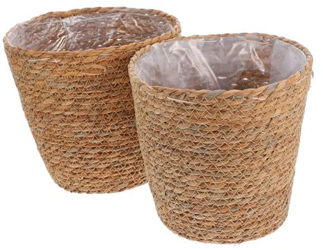 ANDRESLAD 2 Piezas Cestas de Marinas para Plantas Cubremacetas Tejidas Decorativas Multifuncionales para Hogar y Almacenaje