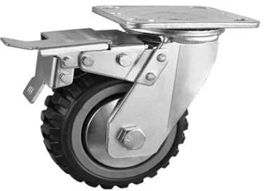 1 x 5-Zoll-Schwerlastrolle mit Bremse, Universalrad, Anti-Wicklung, verschleißfest, flach industriell