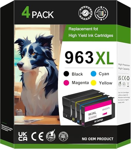 963xl Multipack Patronen Kompatibel für hp 963 963XL druckerpatronen für hp Officejet Pro 9010 9012 9013 9014 9015 9016 9018 9019 9020 9022 9023 9025 9026 (‎‎‎‎‎‎‎4er-Pack)