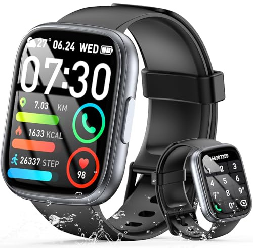 Smart Watch for Men Women Answer/Make Call, 1.95 HD Fitness Watch with Heart Rate/Sleep/Stress Monitor, 2026 Activity Tracker with 110+ Sport Modes, IP68 Waterproof Smartwatch for Android iOS, Black