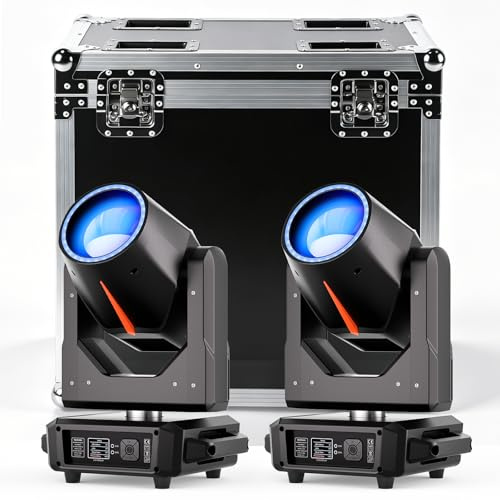 2PCS LED 380W Cabeza Móvil con flight case Luz de Fiesta RGBW 14 Patrones 15 Colores Spot DMX512 Prisma Rotación de 360° para Bodas Disco Teatros Juegos de Luz