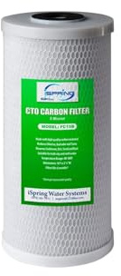 iSpring FC15B Cartouche de Remplacement de Filtre à Bloc de Charbon Actif CTO à Haute Capacité pour Système de Filtration d'Eau Sous l'Évier et pour Toute la Maison, 5 Microns 10 x 4.5