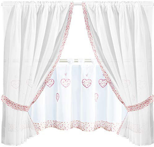 Arsvita Gardinenset Voile mit Stangendurchzug Serie: Satin, Auswahl: bunt - Blumen 5-teilig