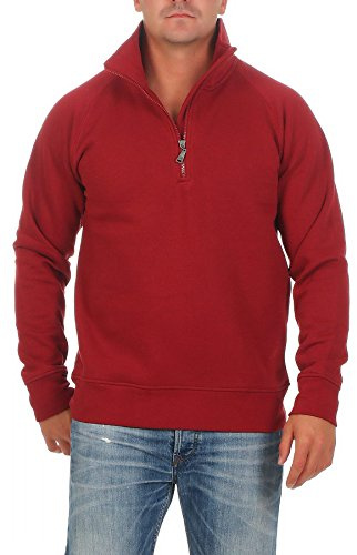Happy Clothing Herren Pullover mit halbem Reißverschluss - Sweatshirt mit Stehkragen ohne Kapuze aus Baumwollmischung - Regular Fit Troyer mit 300g/m² Stoffgewicht - Fleece innen - Größen S bis 5XL