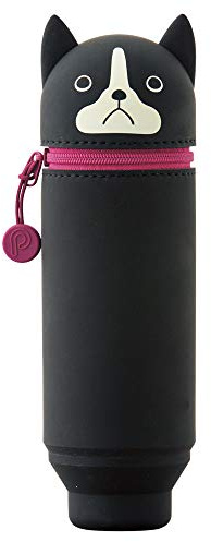 LIHIT LAB Kawaii Japanese Dog Stand Up Pencil Case For School Office College, Cute School Supplies, Animal Pen Holder Pencil Pouch Holder Girls, Artist Pencil Case, Boston Terrier (A7712-8)
