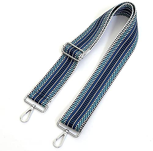 Jacquard-gewebter Taschengurt | Blau bunt gestreift | verstellbar | Taschen-Riemen zum Wechseln