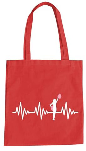 Herzschlag Cheerleader Baumwolltasche - Ekg Cheerleading Tanzen Dance Champion Rot
