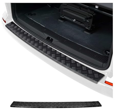 OMAC Ladekantenschutz für VW Transporter alle T6 2015-24 Aluminium Schwarz | Heckklappe Multivan Caravelle, Stoßstangenschutz, fahrzeugspezifische Passform