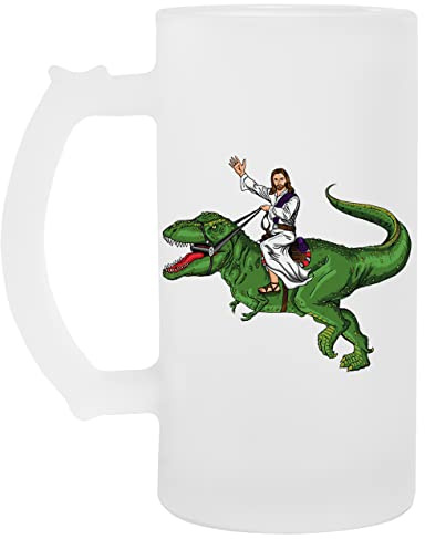 VENDAX Jésus Équitation Une Dinosaure Un Verre Bière Agresser Tasse Glass Beer Mug Cup