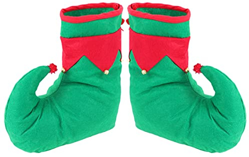PartyKindom 1 Par Cubrebotas De Elfo Santa Pantuflas De Elfo Zapatos De Elfo Adulto Disfraz De Duende De Navidad Sombrero Decorativo De Navidad Zapatos De Navidad Accesorios Zapatillas Perder