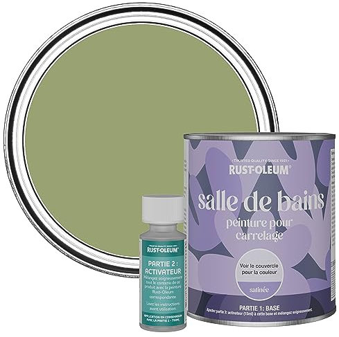 Rust-Oleum wasserfeste grün Fliesenfarbe für Badezimmer in Seidenglanz Finish - Laubgrün 750ML