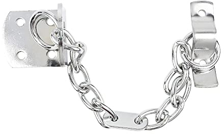 44mm Door Chain, Narrow Design Door Limiter, External and Internal Door Restrictor for Wooden and UPVC Doors, Additional Front Door Security for Safer Caller Identification (Chrome)