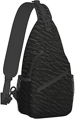 Ahdyr Umhängetasche für Herren und Damen, Umhängetasche, Outdoor-Wandertasche, schwarzes Ledermuster, Sling-Rucksack, Rucksack für draußen, Laufen, Klettern, praktische Tragetaschen