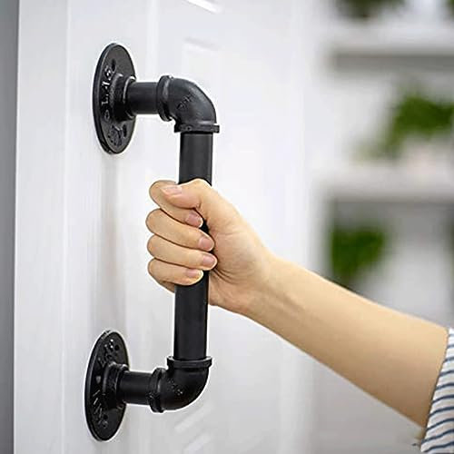 Handlauf Sicherheitsgeländer, Treppengeländer, Reppen Stange Industriellem Verzinktem Stahlrohr, Handfußgeländer Rutschfestem mit Zubehör, Kit Treppengeländer Lnnen und Außen Metall Eisen Schwarz ( Co