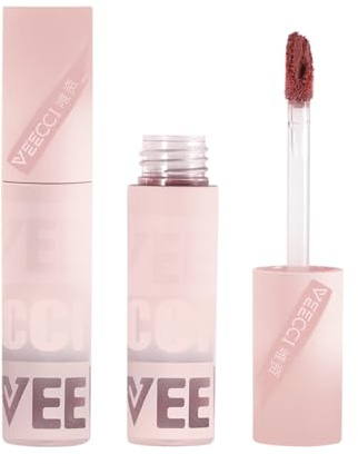 VEECCI Lip Cream,Non-Sticky Matte Lipstick with Velvet Brush for Soft and Flattering Lip Stain, Long-Lasting Liquid Gloss Tint, Shade: NU07 Pink Rose
