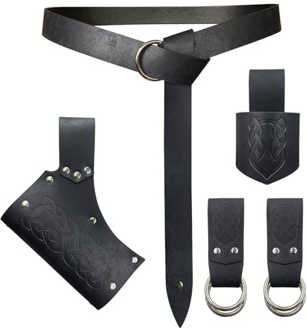 HiiFeuer 5 Stück Mittelalterlicher Gürtel Kostüm Zubehör Renaissance Rock Hike Wikinger Horn Gürtel Holster Dagger Holster Sword Frog