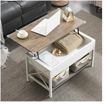 GLigeT Bout de Canapé Bacs de Rangement en Tissu gratuits, Cadre en Noyer Blanc, Petit Style Moderne, Noyer foncé Table Basse (Color : 01)