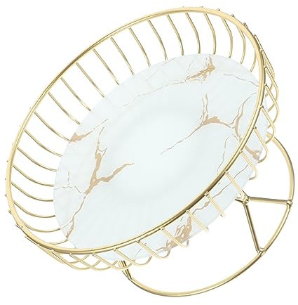 Cabilock Frutero Dorado Cesta Redonda Pequeña para Aperitivos de Frutas Frutero de Metal Resistente para Encimera de Cocina