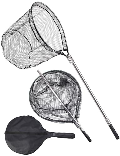 Avlcoaky 94 Telescopic Fishing Landing Net - Heavy-Duty Aluminum Handle with Non-Snag Rubber Coated Mesh, Extra Large Fishing Net for Saltwater Boat Fishing