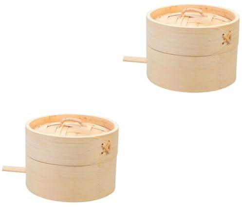 Alipis 2sets Steam Rack Wooden Steamer Basket Chinese Steamer Cooking Utensils Steaming Basket for Dessert