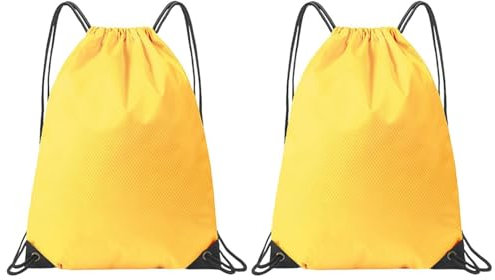 Rucksack mit Kordelzug, Sporttasche, 2 Stück, wasserabweisende Kordelzugbeutel, verstellbare Turnbeutel, Reisetasche mit Kordelzug für Fitnessstudio, Sport, , gelb, Refer to