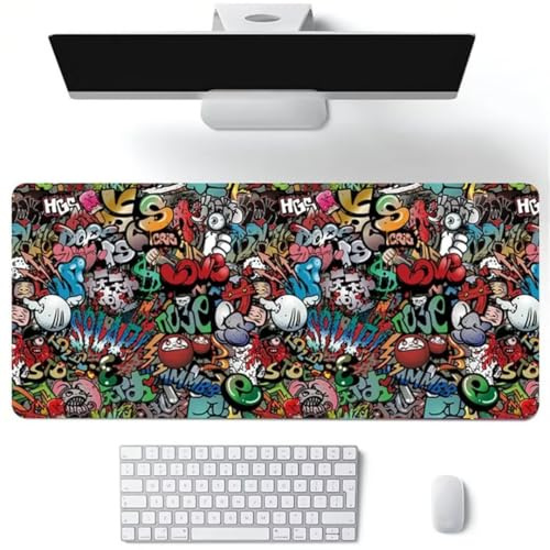Xinyuer Mauspad XXL Abstraktes Graffiti Mauspad Gaming 600x300x3mm Große Tastaturmatte Waschbares mit Rutschfester Basis für Zuhause und Büro