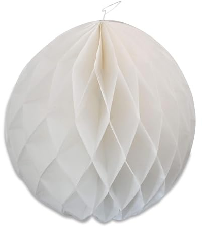 GREENBOX silkespapper, pompon, dekoration, 25 cm, vit, lampa som JGA-dekoration, återanvändbar – bikakeboll för bröllopsdekoration