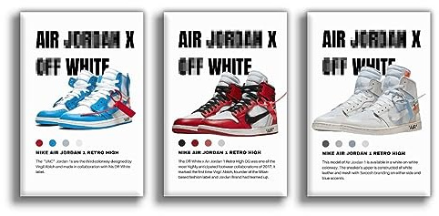NebulaNova 3 Stück Hypebeast Sneaker Poster Schuhe Leinwand Druck Ästhetische Wandkunst, Bilder für Teenager, Jungen, Jungs, Männer, Raumdekoration 20x30cm Ungerahmt