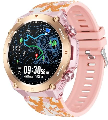 GPS Smartwatch Herren Barometer Militär Uhr Kompass Höhenmesser Outdoor Sportuhr Fitnessuhr Telefonfunktion Gesundheitsuhr Blutdruck Pulsuhr Schrittzähler Laufuhr Aktivitätstracker Military Watch