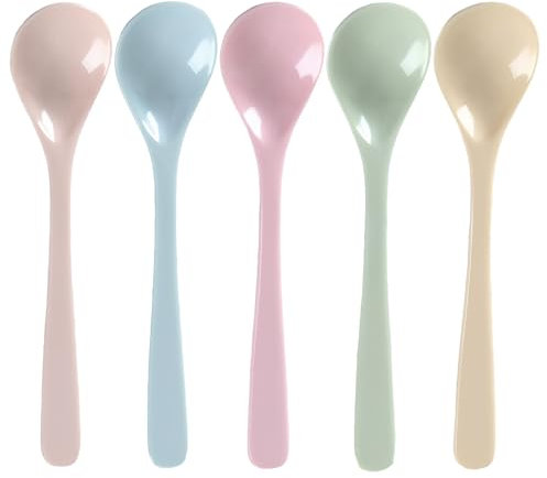 GUOYOU 5 Pièces Verrine Cuillere a Miel Cuillere a Cafe Cuillère a Glace Cuillères En Plastique Colorées Cuillere Longue Cuillère aConfiture Cuillère Plastique Réutilisable Cuillere Dessert Café