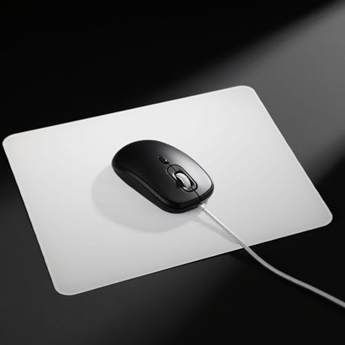 DMLENGOIN Glass Gaming Mouse Pad, Ultra-Smooth Surface Professional Gaming Tempered Glass Desktop Pad, Large Mouse Mat for Increased Accuracy and Speed, Non-Slip Base Silicone, 450x400mm (white)
