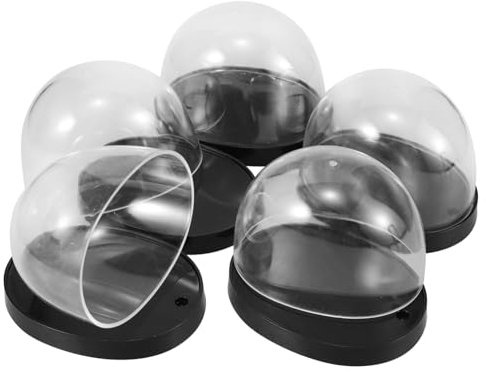 LRXIYODE 5sets Glass Bell Jar for Home Decor Plastic Showcase Cloche Kit for Showcasing Flowers Plastic Dome Tray and Base for Garden Cloche