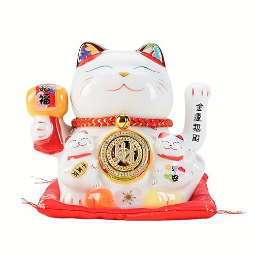 Pheyihe 5 Inch Lucky Cat Waving Arm Fortune Cat Statue,Maneki Neko Waving Arm for Home Decor,Birthday Gift,Business Opening,1PC