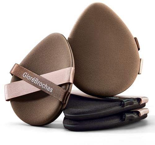 Makeup Sponge Set, GloréBrochas 4PCS Micro Porous Low Absorption Foundation Sponges, Latex-Free PU Cushion Puff, 3.2inches Soft Dual-Sided Powder Puff for Face Powder, Individually Wrapped