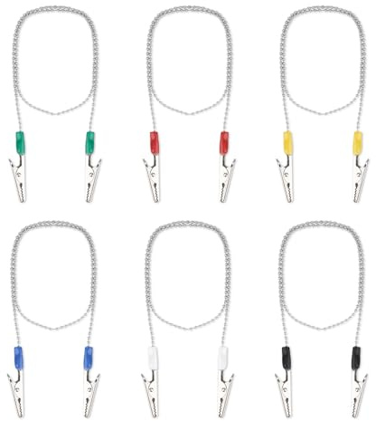 Tinoaly 6 Fermagli per Bavaglini Dentali con Catena, Fermagli Tovaglioli Regolabili da 58 cm Clinica Dentistica Porta Bavaglino con Catena al Collo per Adulti Bambini e Anziani (6 Colori)