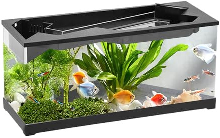 Small Fish Tank - Nano Aquarium Starter Kit con Luce e Filtro LED, Ciotola di Pesce Moderna | Acquario per, serbatoio Studio Betta, Soggiorno, serbatoi di Configurazione