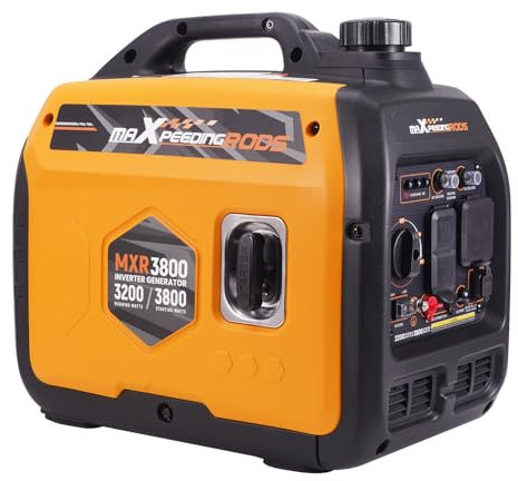 maXpeedingrods Generatore di Corrente 3500W Silenziato, Portatile Generatore Inverter a Benzina 4 Tempi con 2 prese da 230 V / 2 USB / 1 presa da 12 V CC, Modalità ECO Per RV, Camper e Emergenze
