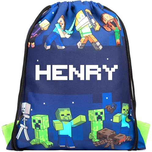 Minecraft - Personalisierte Beutel mit Kordelzug – toller Schulranzen und Turnbeutel für Kinder – offizieller Merchandise-Artikel – personalisierte Turnbeutel Fanatiker – Tnt/Creeper World