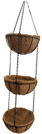getuse 3 Tier Hanging Planter Basket with Coconut Fiber Liner and Hanging Chain, Watermelon Garden Wall Hanging Baskets for Outdoor Decor