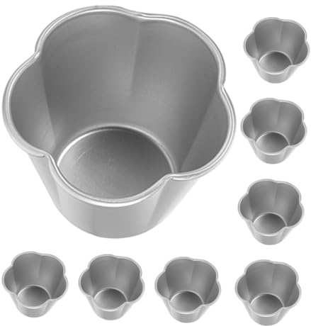 Zerodeko 8pcs Nonstick Aluminum Pudding Molds for Baking Mini Cupcake Souffle Moulds Kitchen Tool for Individual Desserts Gatherings