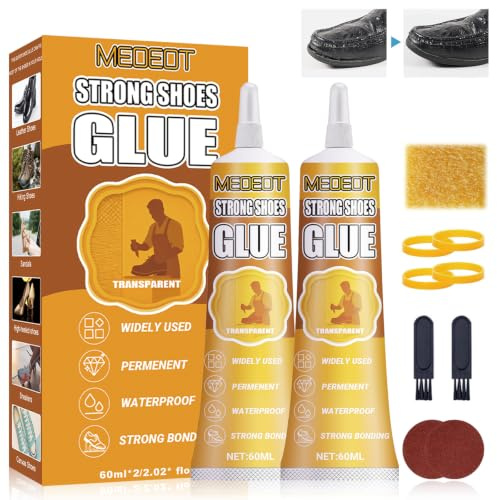 Meoeot Extra Stark Skorlim, Skorlim för Sulor, Professionell Skorlim, Skorlim med Hög Hållfasthet för Alla Typer av Reparationer, Transparent, 60ml*2