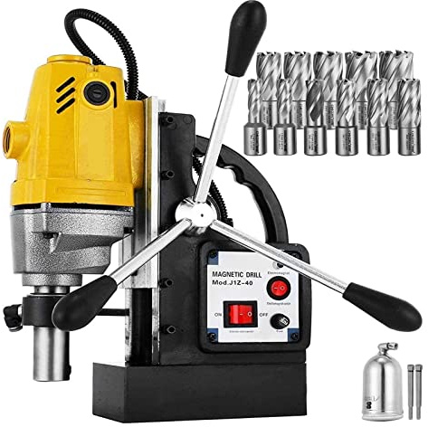 CSDASW MD40 1100W Electric Magnetic Mag Drill Press Drilling Machine 11 Drill Bits 550rpm