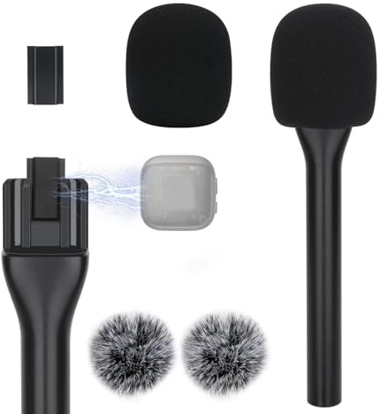 YOUSHARES Poignée Micro DJI Mic 3 - Interview Adaptateur de Micro Main Magnétique sans Fil, Support Micro Cravate pour DJI Mic 3 avec Bonnette Micro, Handle Microphone pour Interview, Vlog